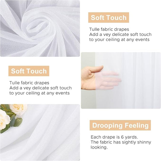 Wokceer Wedding Arch Draping Fabric 3 Panels 28.7" x 20FT White Drapes Sheer Fabric Backdrop Arch Draping Fabrics for Wedding Ceremony Birthday Party Bridal Shower Decoration