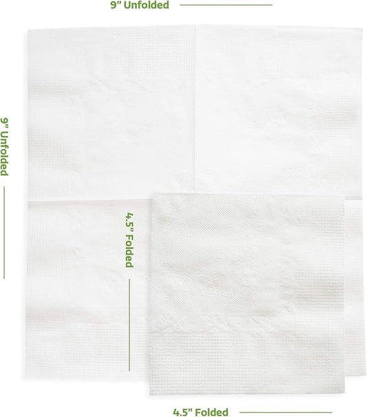 GUSTO [1000 Count - 4.5 x 4.5 Folded] White Beverage Napkins - 1-Ply Bulk Cocktail Napkins, Restaurant Bar Paper Napkins and Party Napkins - 9x9 Unfolded (Formerly Comfy Package)