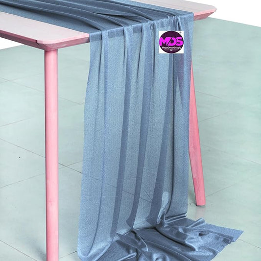 MDS Halloween Chiffon Table Runner - 20 Pack, 29 x 170 Inches, 14ft Each - Sheer Spooky Table Runners for Haunted House Parties, Trick-or-Treat Tables, Witchy Décor, Wedding & Events - Dusty Blue