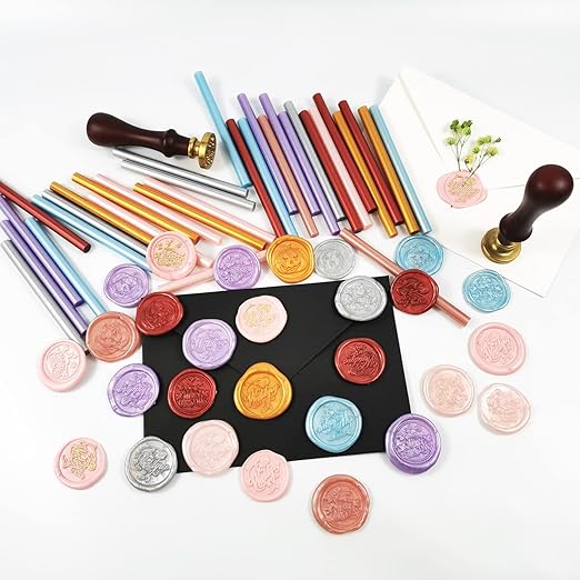 VARACL Hot Melt Glue Sealing Sticks for Letter Seal Stamp - Great for Wedding Invitations, Cards Envelopes, Snail Mails, Postcards, Greeting Cards, Gift Ideas, 7 x 100 mm, 20PCS (Gold)
