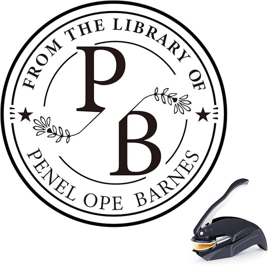 Custom Embosser Stamp - Personalized Book Embosser for Book Lovers, Readers, Home, Office & Library Collections (Letter-14)