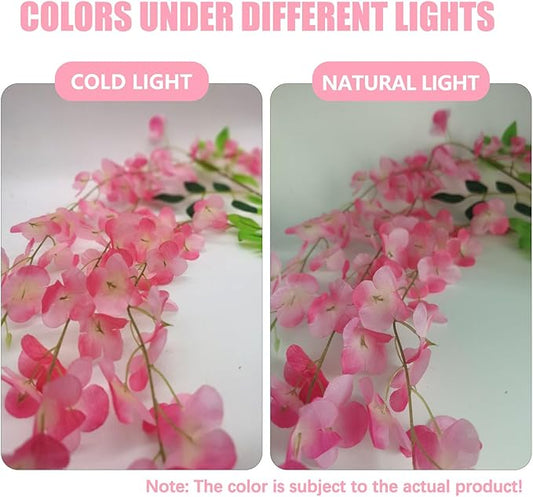 5 Pack Dark Pink Wisteria Hanging Flowers, 3.44 Ft Fake Hanging Flowers, Artificial Wisteria Garland Vines for Wedding Room Backdrop Outdoor Patio Garden Decoration