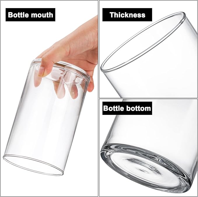 Frcctre 8 Pack 6 Inch Glass Cylinder Vases, Clear Glass Vases Floating Hurricane Candle Holders Flower Vase for Wedding Centerpieces and Home Decoration