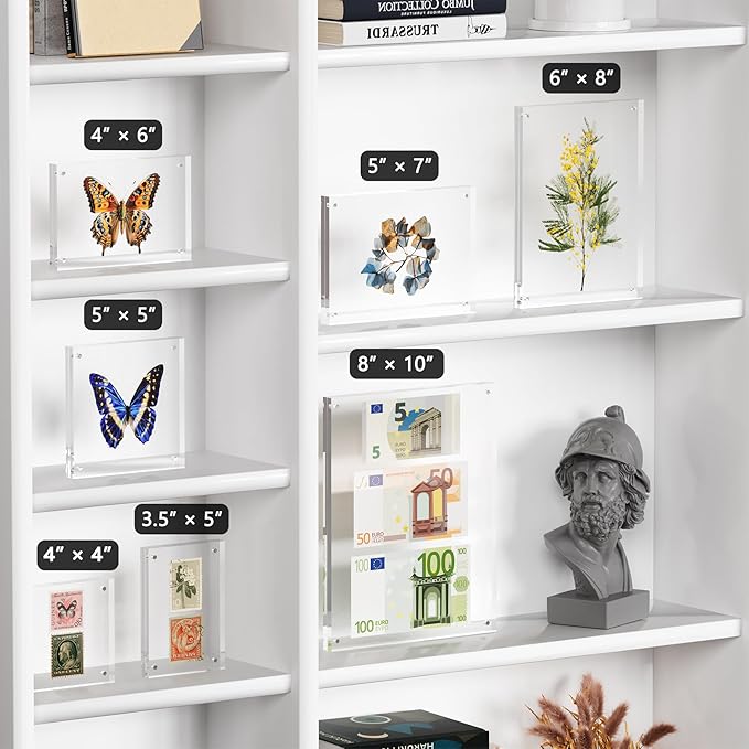 6x8 Acrylic Picture Frame 1 Pack, Clear Freestanding Double Sided Frameless Magnetic Photo Frames, Desktop Display Decor Gift