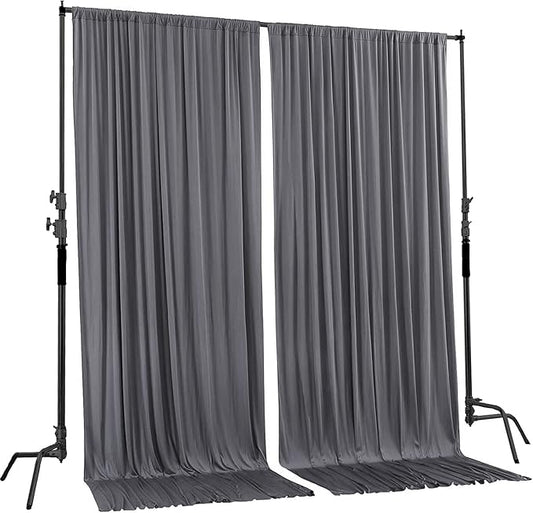 AK TRADING CO. 10 feet x 8 feet IFR Polyester Backdrop Drapes Curtains Panels with Rod Pockets - Wedding Ceremony Party Home Window Decorations - Charcoal