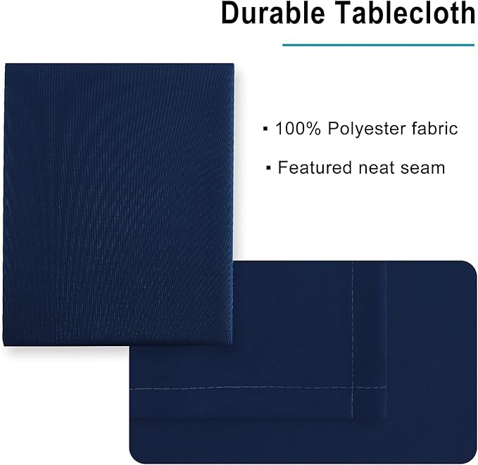 Hiasan Small Tablecloth for Square Tables - Waterproof and Spillproof Washable Fabric Table Cloth for Dining Room Kitchen Party (Navy Blue, 40 x 40 Inch)