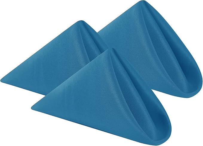 Cloth Napkins 17x17 inch Washable Polyester Dinner Napkins Soft Table Napkins for Wedding Party Dining Banquet(Mediterranean Blue,50PCS)