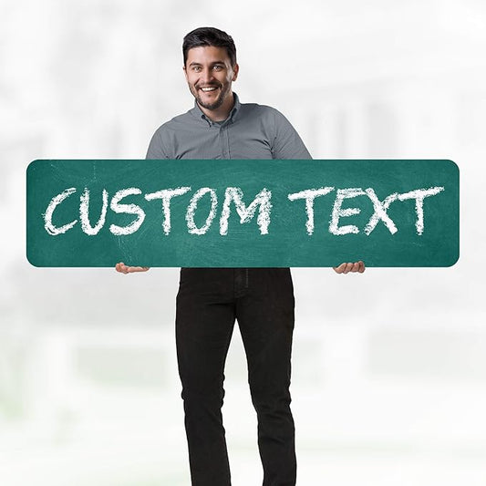 Custom Sign, Custom Street Sign, 11 Font Colors, 13 Font Styles, 4 Hole Options, 22 Sizes, 12x48 Inches, Rust Free DiBound, Fade Resistant, Made in USA by My Sign Center (Chalkboard Green)