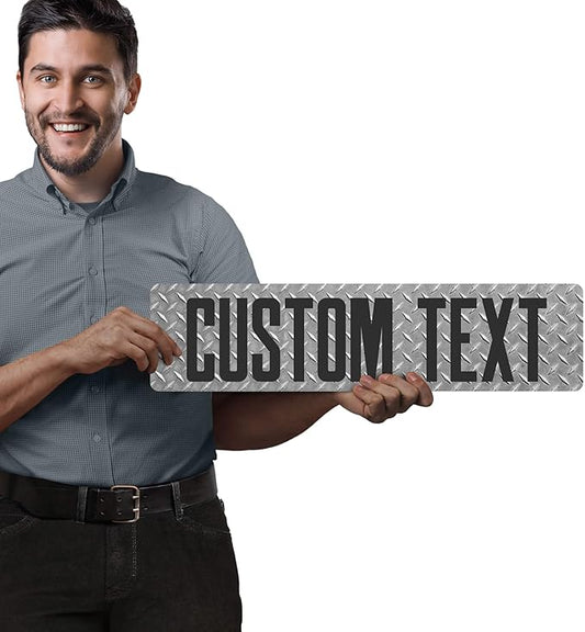 Custom Sign, Custom Street Sign, 11 Font Colors, 13 Font Styles, 4 Hole Options, 22 Sizes, 6x24 Inches, Rust Free DiBound, Fade Resistant, Made in USA by My Sign Center (Diamond Metal)