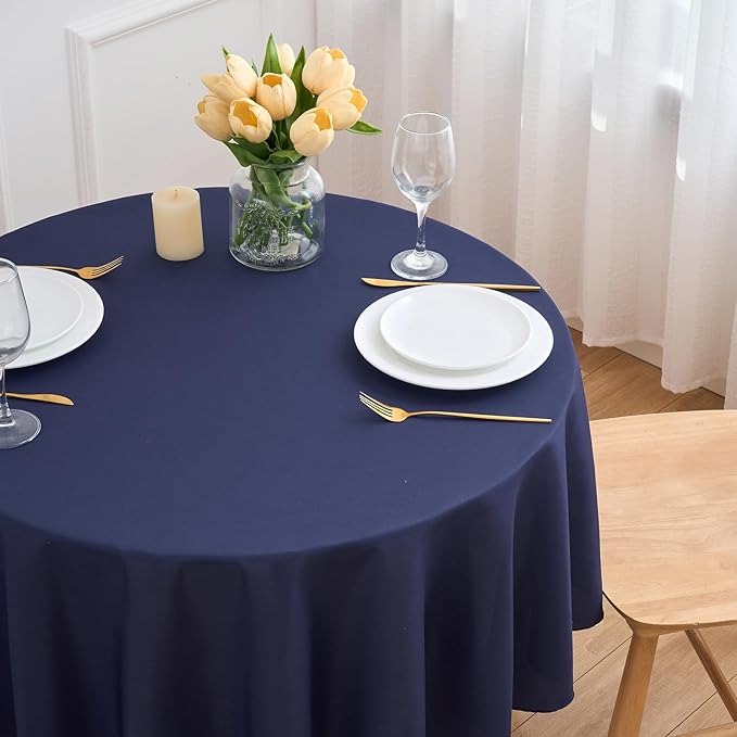 Navy Blue 6 Pack Round 60 Inch Tablecloth, Premium Polyester Table Cloth Washable Table Cover Stain and Wrinkle Resistant Decorative Table Cover for Party Wedding