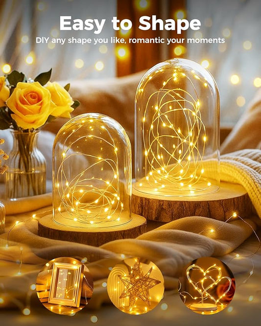 btfarm 6 Pack Fairy Lights Battery Operated, 7FT 20 LED Mini String Lights Waterproof Silver Wire for Mason Jars Centerpiece Table Crafts Bedroom Christmas Decoration, Warm White