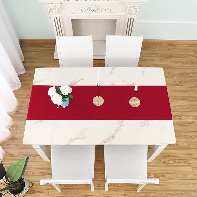 DUALIFE 2 Pack Table Runner 14 x 72 Inch Long Table Cloth Table Runners for Wedding Engagement Banquet Graduations Birthday Party Decorations, Red