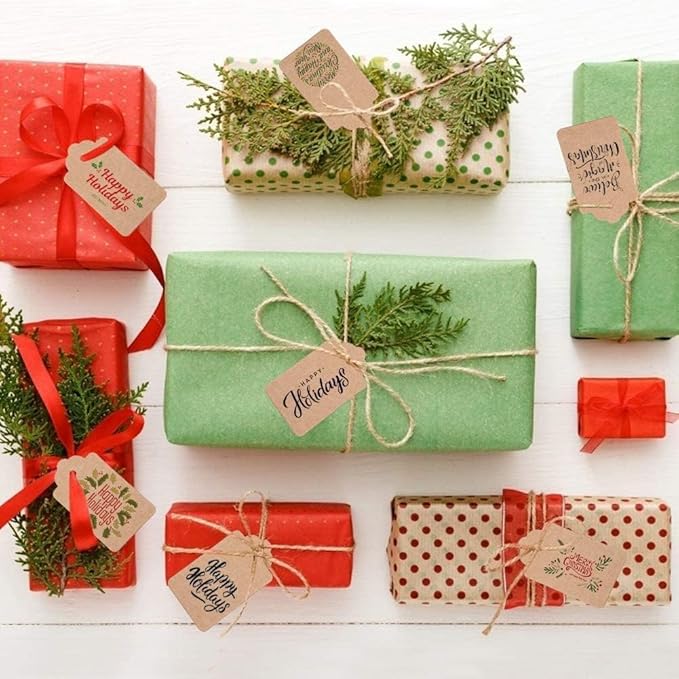 Custom Gift Tags with String, Personalized Tags for Favors, Customized Gifts Wrapping Labels, Wedding Items Birthday Party Favors Crafts Tag (Rectangle Shape)