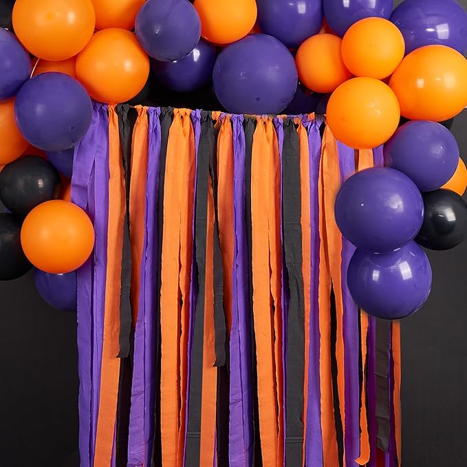 PartyWoo Purple Crepe Paper Streamers 4pcs 328ft Pack of Dark Purple Crepe Paper Streamers for Birthday Gender Reveal Baby Shower Bachelorette Graduation Princess Butterfly Theme Party Decorations