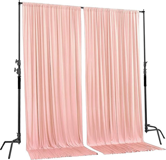 AK TRADING CO. 10 feet Wide x 12 feet Long IFR Polyester Backdrop Drapes Curtains Panels with Rod Pockets - Wedding Ceremony Party Home Window Decorations - (Blush)