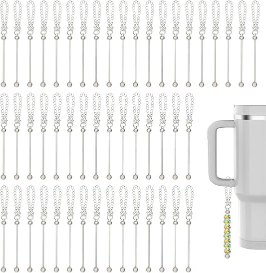 FREEBLOSS 50 Set DIY Beaded Cup Charms for Wine Glasses Party Drink Markers with Secure Clasp Personalized Decorative Mug charms