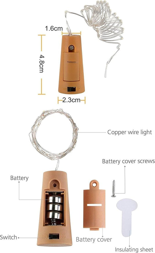 Wine Bottle Lights with Cork 15Pack 10 LED 40 Inches Battery Operated Silver Wire Liquor Fairy Mini String Lights for Party Christmas Halloween Wedding Decoration (Green)