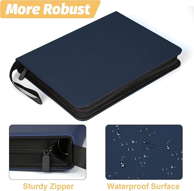 Trading Card Binder, 720 Pockets Card Binder, 9-Poccket Sided Pocket Sports Card Binder, Premium Card Binders Compatible with MTG, TCG, Baseball Cards(Dimond Blue)