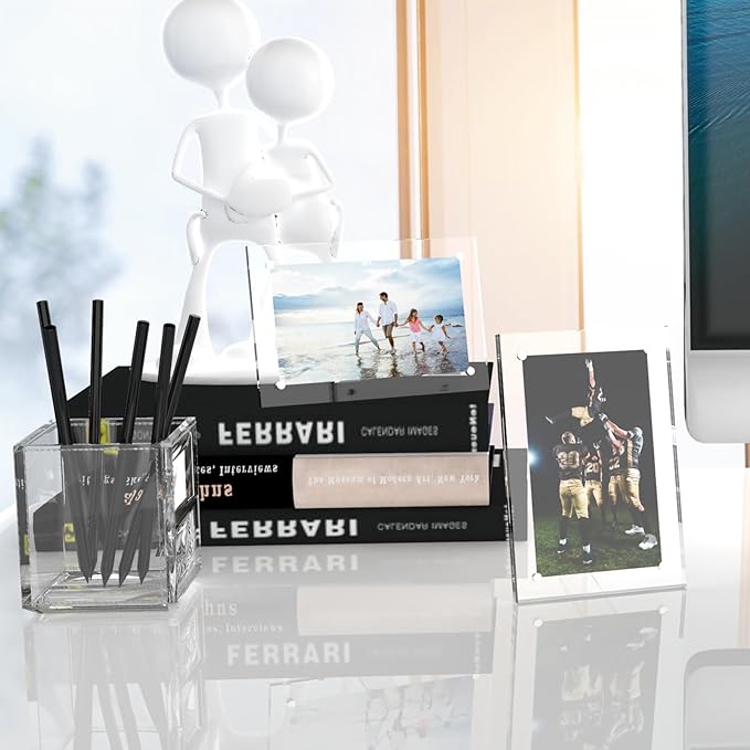 HELPLEX Picture Frames, 1 Pack 8x10 inch Acrylic Picture Frame Clear 8 x 10 Photo Frames Magnetic Picture Frames Ready for Tabletop Display, Effectively Protect Photos from Fading and Yellowing