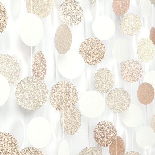 Boho Champagne-Gold Party-Decorations Streamers-Garland - 52ft Fall Rustic Birthday Hanging Paper Banner,Autumn Baby Bridal Showe Neutral Wedding Bachelorette Decor Hugfond