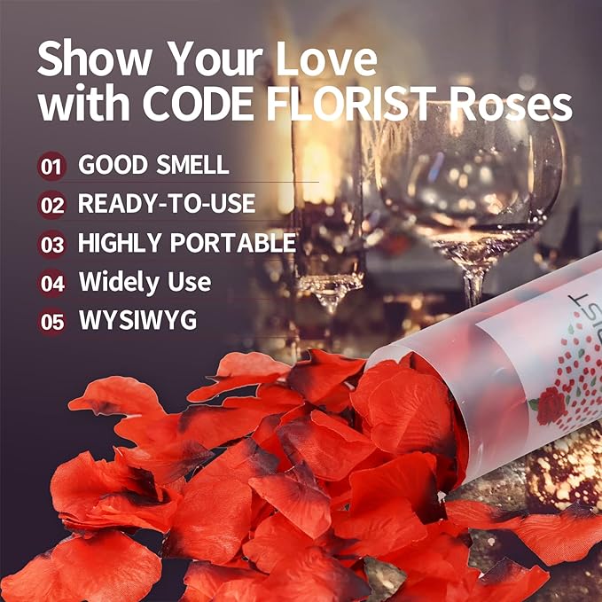 CODE FLORIST 1100 PCS Dark-Red Silk Rose Petals for Valentine's Day,Romantic Night,Wedding,Proposal Anniversary Flower Decorations(Separated,Scented)