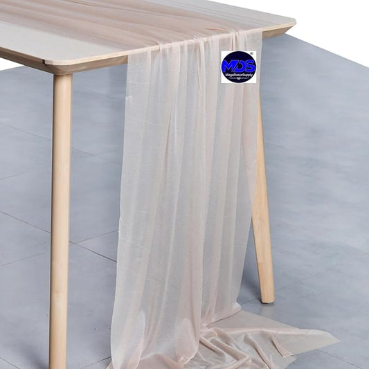 MDS Halloween Chiffon Table Runner - 20 Pack, 29 x 170 Inches, 14ft Each - Sheer Spooky Table Runners for Haunted House Parties, Trick-or-Treat Tables, Witchy Décor, Wedding & Events - Nude