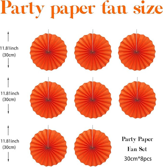 Orange Birthday Party Decorations,DIY Orange Paper Fans Hanging Decoration,12in Halloween Paper Fans,Halloween Decor,Fox Birthday Decorations Events Accessories 30 Color DIY Set (Orange)