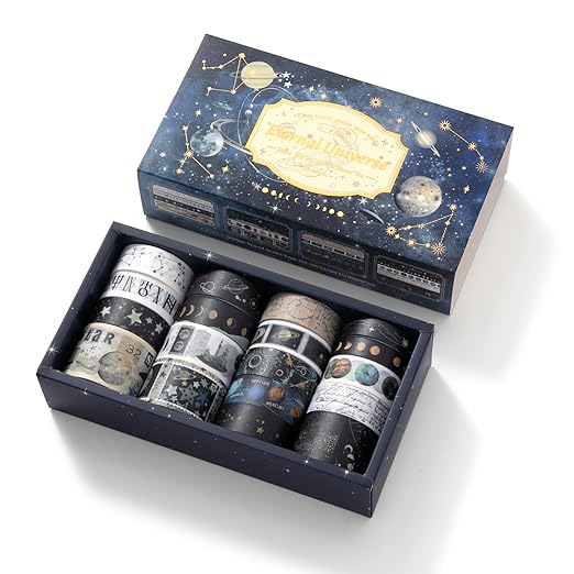 18 Rolls Celestial Washi Tape Set Galaxy washi Tape for Crafts and Journaling DIY washi Tape for journaling Decorative Tape for Scrapbook Scrapbooking Supplies