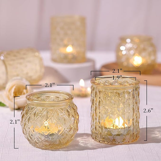 12pcs Assorted Gold Votive Candle Holders, Tea Light Candle Holder for Table Centerpiece, Gold Candle Holders for Wedding Centerpieces, Brithday and Holiday Decorations