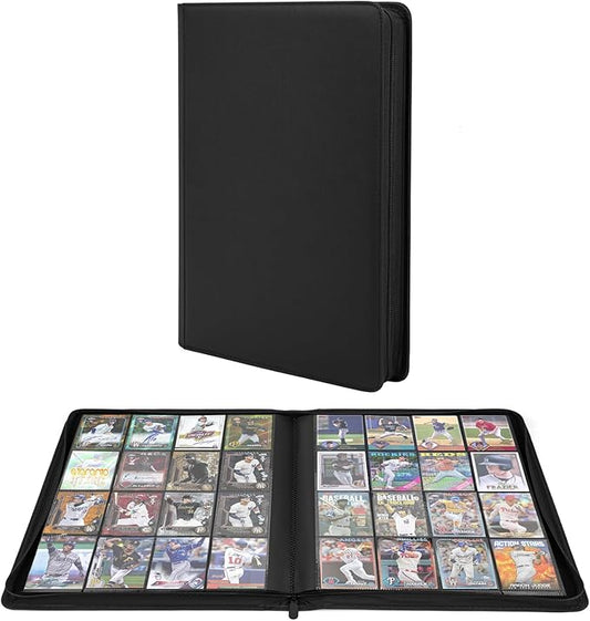 Premium 1000+ Pockets Trading Card Binder, 16-Pocket Ringless Side-Loading Album for TCG, MTG, Lorcana, Sports & Standard-Size Cards (Black2)