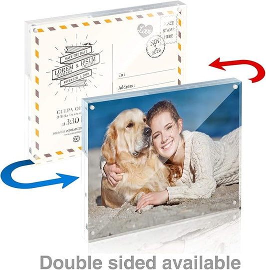 TWING 36 Pack 4x6 Acrylic Picture Frames Bulk, 10+10MM 4 By 6 Magnetic Acrylic Photo Frame Horizontal Magnet Double Sided Magnetic Frames Set, 6 x 4 Clear Picture Frames Block Picture Frame Desktop Display,Gift