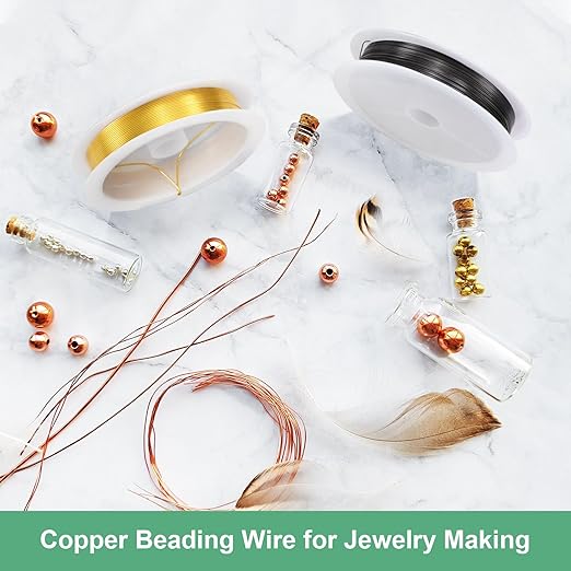 0.3 mm/28 Gauge Copper Wire for Jewelry Making, 49.2FT Copper Beading Craft Wire for Jewelry/Weaving/DIY Crafting/Planting, Color-Retaining [15M, Metallic Black]