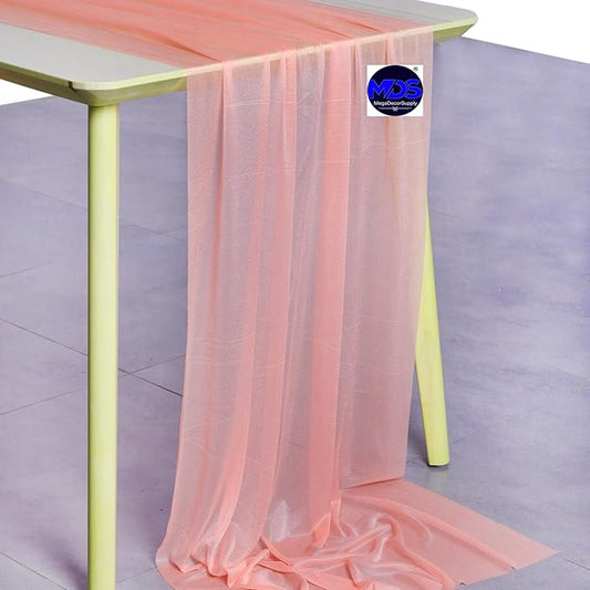 MDS Halloween Chiffon Table Runner - 12 Pack, 29 x 170 Inches, 14ft Each - Sheer Spooky Table Runners for Haunted House Parties, Trick-or-Treat Tables, Witchy Décor, Wedding & Events - Peach