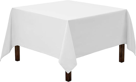 Gee Di Moda Square Tablecloth - 70 x 70 Inch White Table Cloth for Medium Square or Round Tables - Heavy Duty Washable Fabric - for Buffet Table, Holiday Party, Dinner, Wedding & Baby Shower