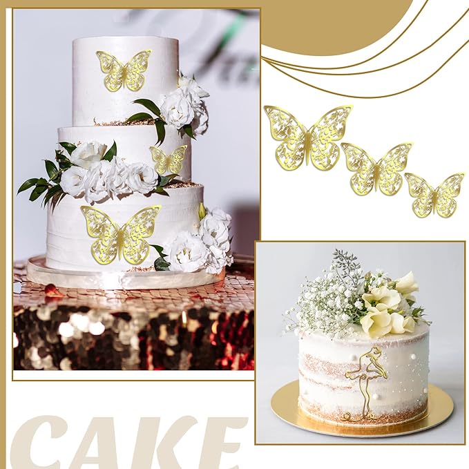 Kigley 22 Pcs Minimalist Art Lady Face Cake Topper Butterflies Cake Decoration Acrylic Wedding Birthday Boho Cake Toppers for Women Bridal Shower Party Supplies (Gold)