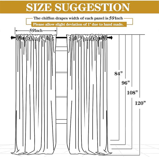 DUOBAO Fuchsia Wedding Backdrop Curtains 2-Pack 96 Inch Long Chiffon Curtain Panels with 4 Inch Rod Pockets for Windows Voile Drapes Treatment Ceremony Sheer Photography Backdrops(5FTx8FT Hot Pink)