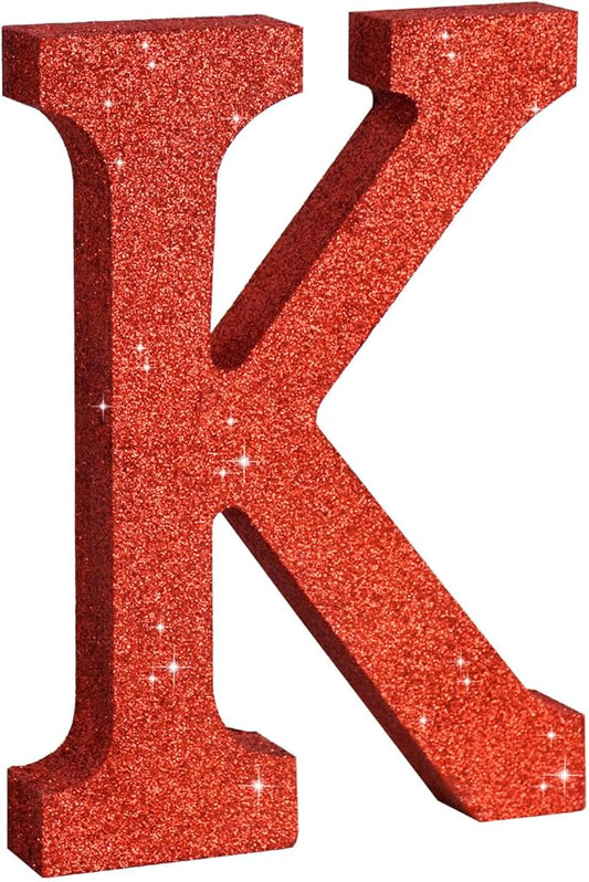 TONIFUL 8 Inch Red Glitter Letter K Table Centerpiece A-Z Red Birthday Party Decorations,Red Alphabet K for Birthday,Chrismas,Graduation,Bridal Shower,Wedding,Anniversary Party Supplies