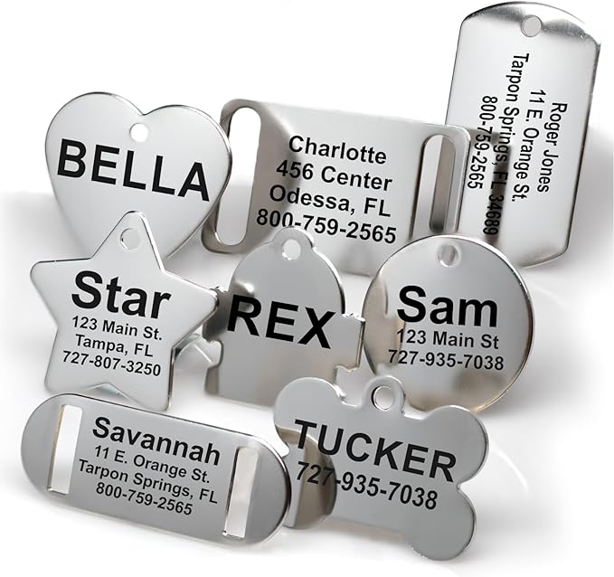 Providence Engraving Custom Engraved Stainless Steel Pet ID Tags - Personalized Front and Back Identification, for Large or Small Cats and Dogs, Round, Small