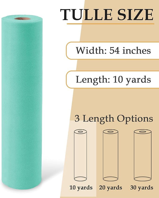 Tulle Fabric Roll, 54" x 10 Yards (30FT) Tulle for Wedding Decoration DIY Tutu Party Backdrop Baby Shower Table Skirts Gift Wrapping (Aqua Blue)
