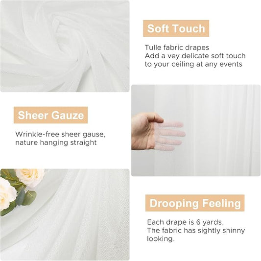 Wokceer Wedding Arch Draping Fabric 28.7" x 20FT Ivory Drapes Sheer Fabric Backdrop Arch Draping Fabrics for Wedding Ceremony Birthday Party Bridal Shower Decoration