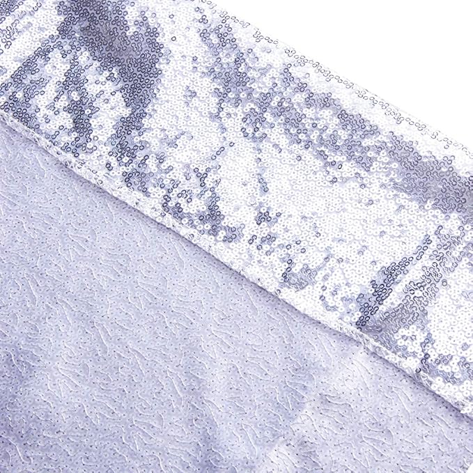 SquarePie Sequin Backdrop Non-Transparent Sparkly Background for Wedding Party 4FT x 7FT Silver