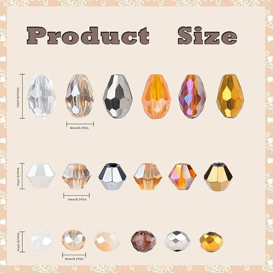 Glass Beads for Jewelry Making -800PCS Brown Crystal Beads for Bracelet Making Kit, Assorted Round Rondelle Gemstone Beads for DIY Crafts,Friendship Bracelets（Brown）