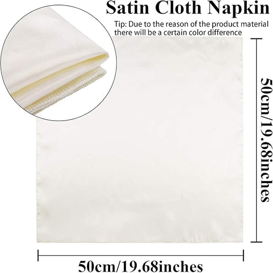 Aneco 24 Pieces Satin Napkin Square 20 x 20 Inches Dinner Napkins Weddings Party Napkin Soft Table Napkins for Romantic Weddings Party Dinner Decoration (Ivory)