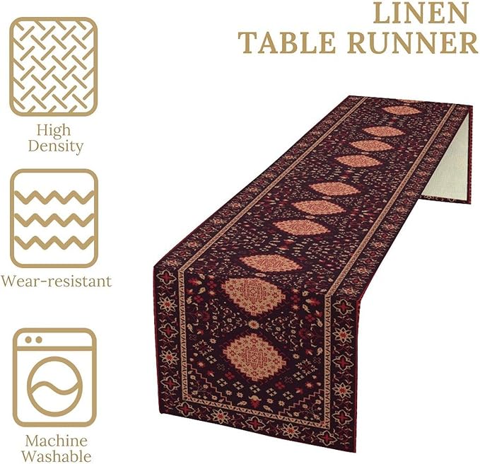 Vintage Boho Aztec Table Runner, Rustic Farmhouse Magical Kitchen Dining Home Party Table Decor 13x72in