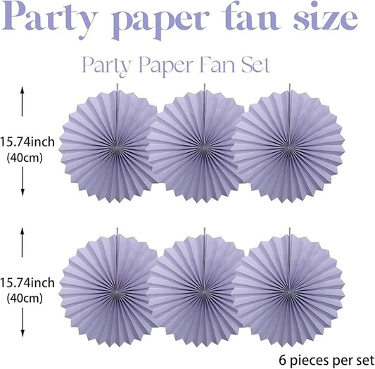 Purple Birthday Decorations,DIY Purple Paper Fans Hanging Decoration ,Party Decorations for Adults 16in,Little Mermaid Party Decor,Baby Shower Decorations 30 Color DIY Set (Light Purple)
