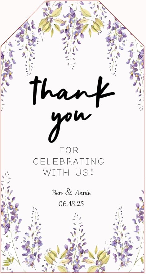Personalized Gift Tags, Thank You Tags for Wedding Birthday Business Party Favors, Custom Hang Tags with Your Text and String, 2 X 3.75 Inch (Wreath Pattern 2)