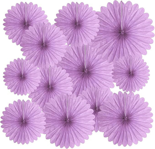 20 Pcs Light Purple Hanging Paper Fan, Hanging Honeycomb Round Paper Fans for Weddings, Birthdays, Christmas, Baby Showers, Classroom, Events Ceiling Party Supplies Decorations