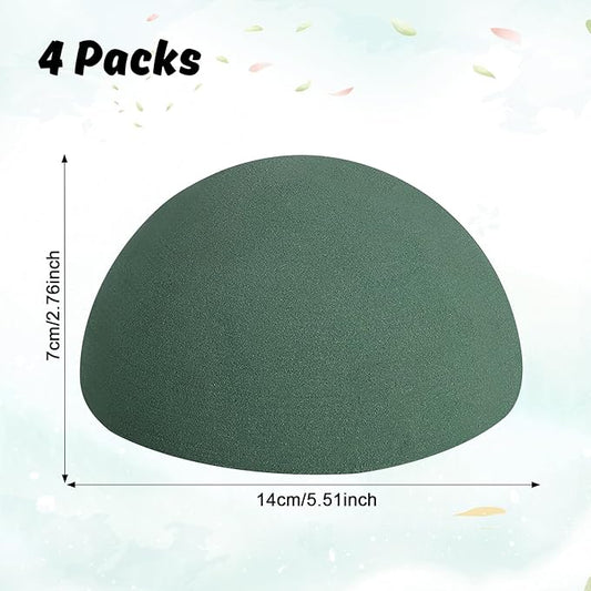 LOKIPA Floral Foam Round, 4 Pack Floral Dry Foam Half Ball for Artificial Plant Floral Arrangement and Wedding and Garden Decorations(5.51x2.76inch)