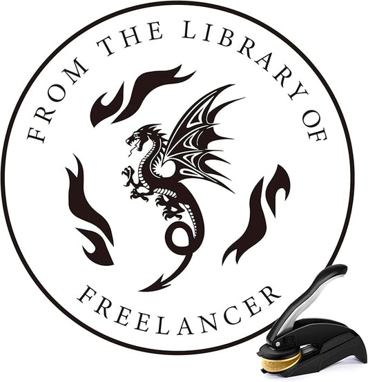 Personalized Book Embosser - Custom Library Stamp, Personal Gifts for Book Lovers, Readers, Teachers (Dragon-01)