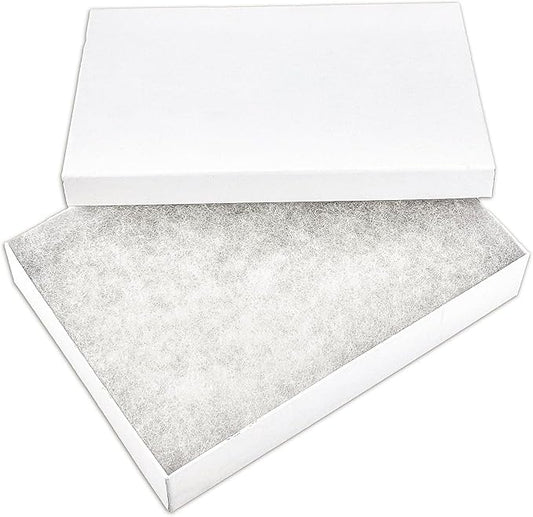 TheDisplayGuys - 25-Pack #53 Kraft Paper Cardboard Gift Boxes/Jewelry Cases w. Cotton Padding & Lid - Matte White - (5.4" x 3.9" x 1.0")
